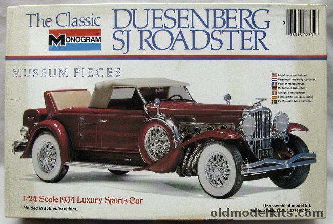 Monogram 1/24 1932 Duesenberg SJ Convertible - Rollston Body, 2302 plastic model kit